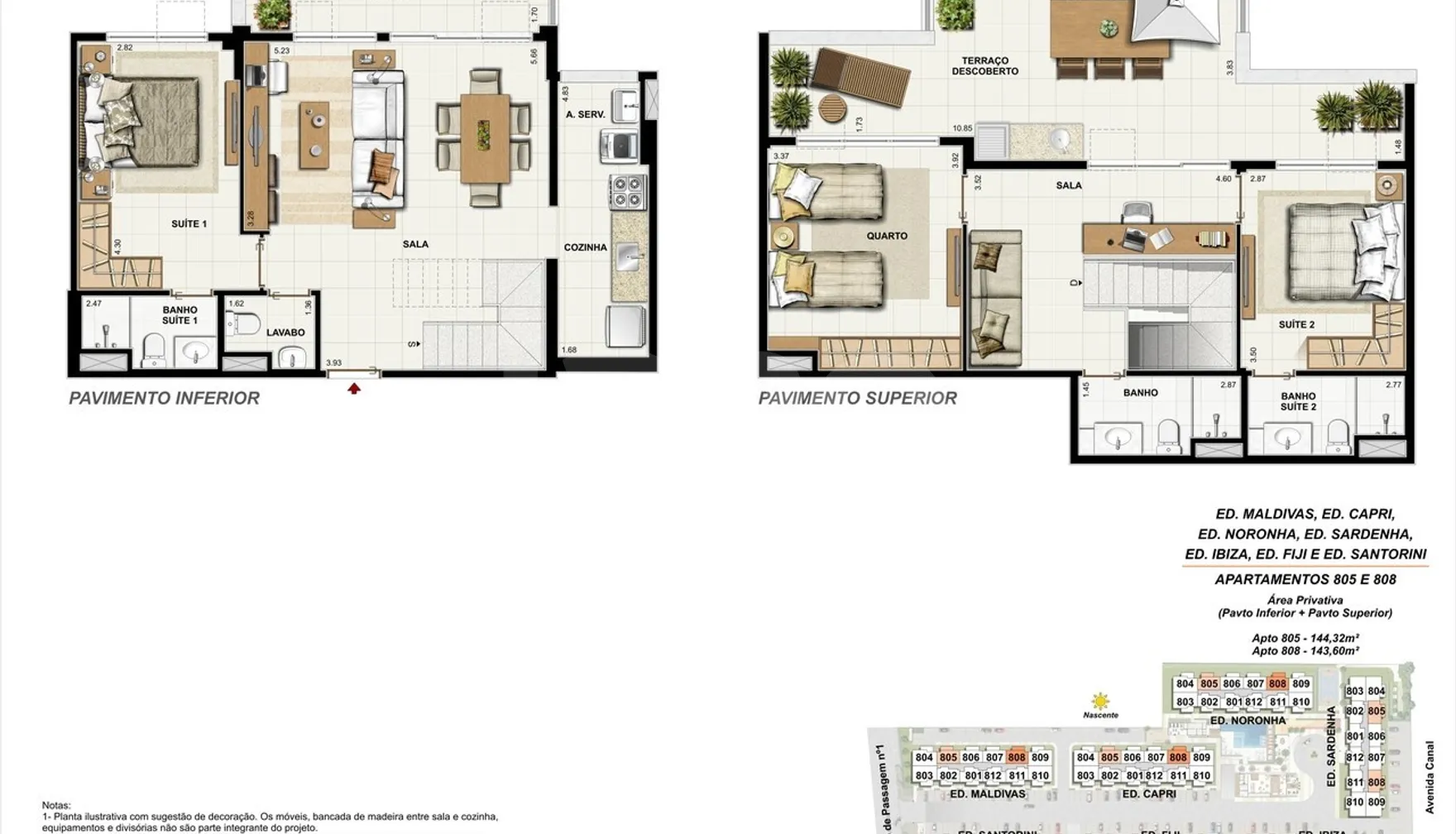 Planta — Cobertura Duplex 144,32 m²