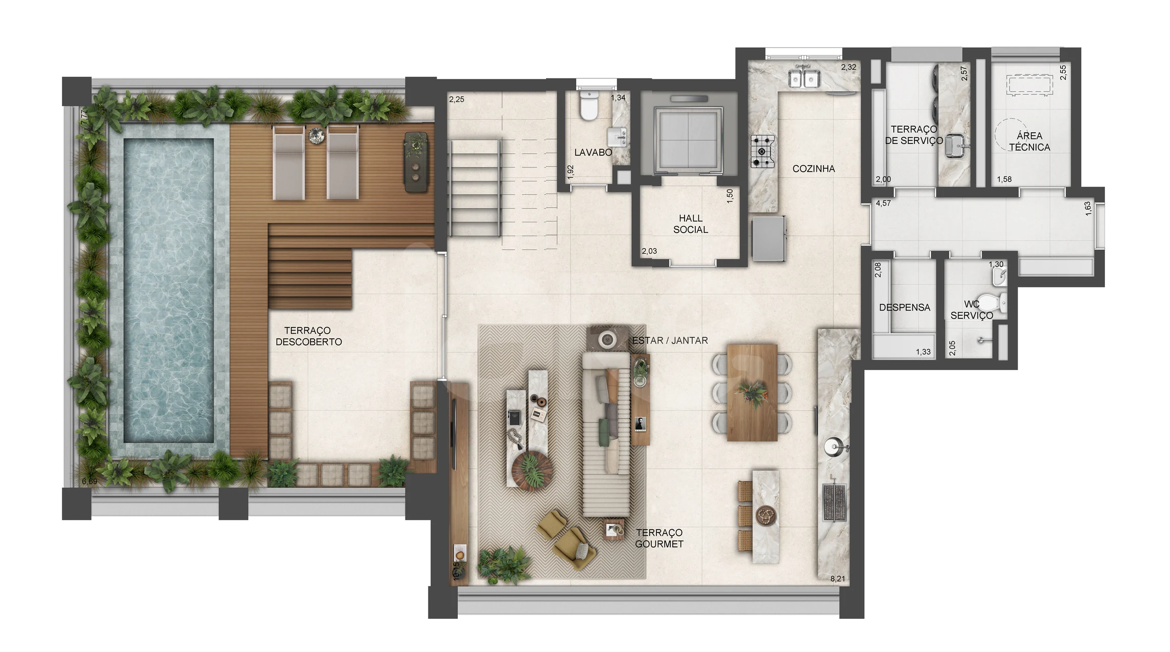 Planta — Cobertura Duplex 329,58 m²
