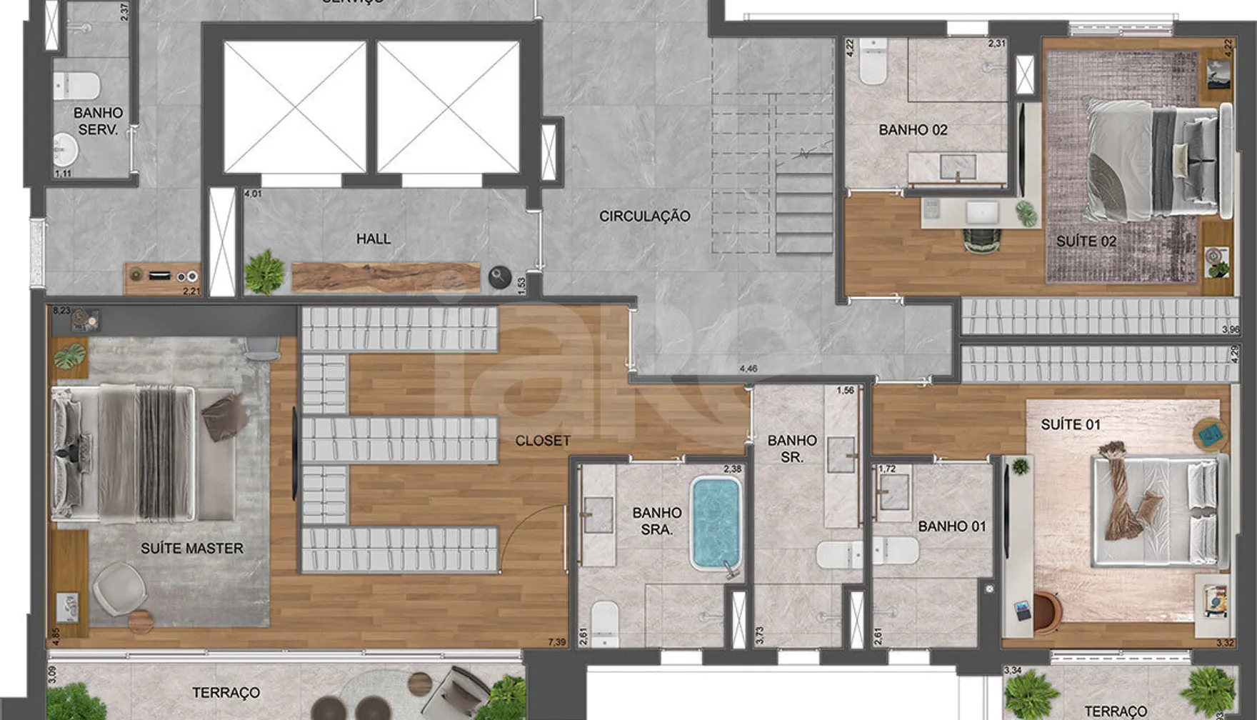 Planta — Cobertura Duplex 423,89 m²