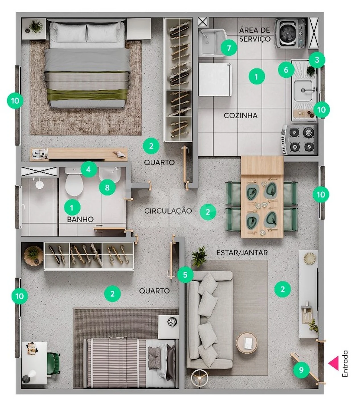 Planta — Apartamento 40,64 m²