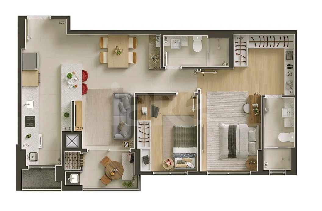 Planta — Apartamento 79,33 m²