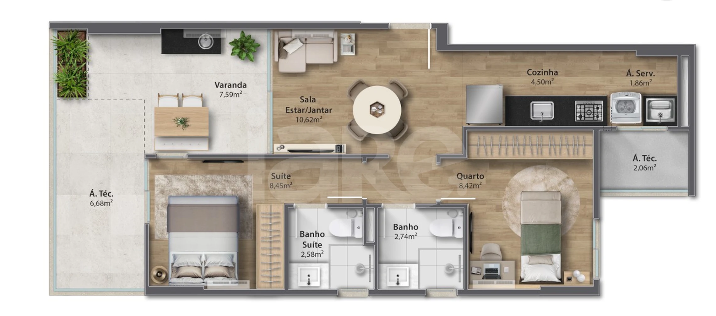 Planta — Apartamento 63,93 m²