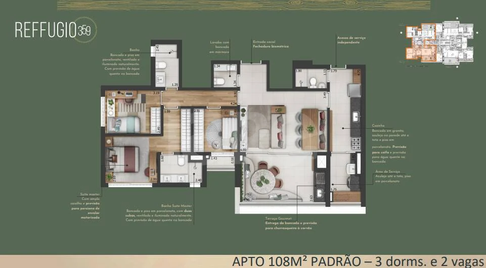 Planta — Apartamento 108 m²