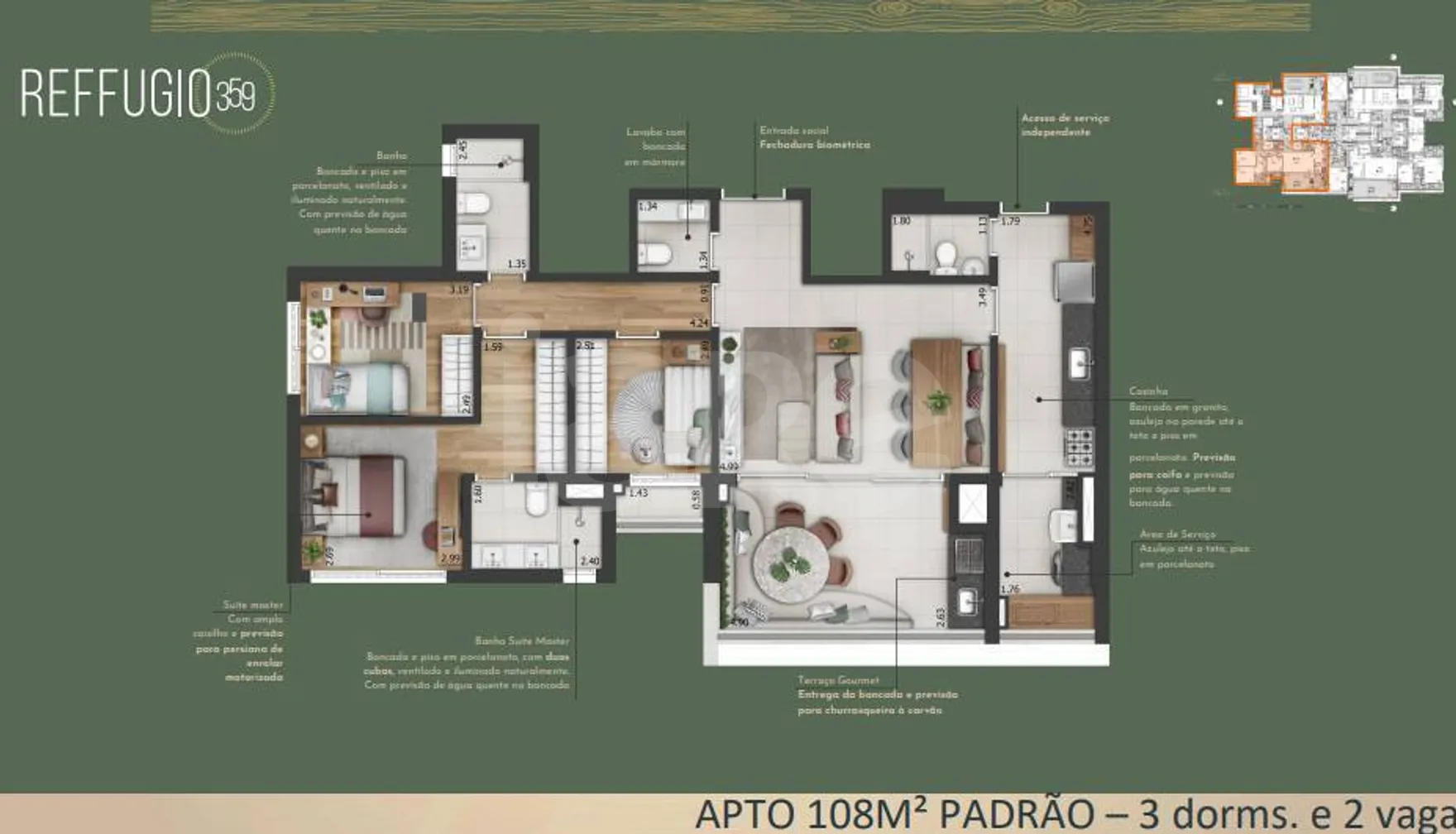 Planta — Apartamento 108 m²