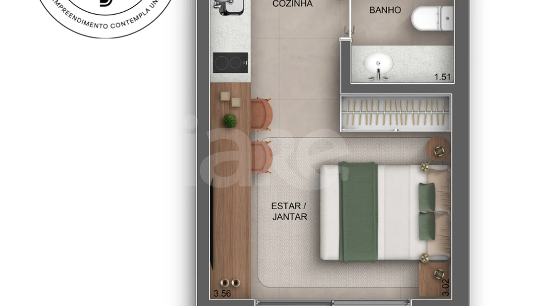 Planta — Studio 27 m²