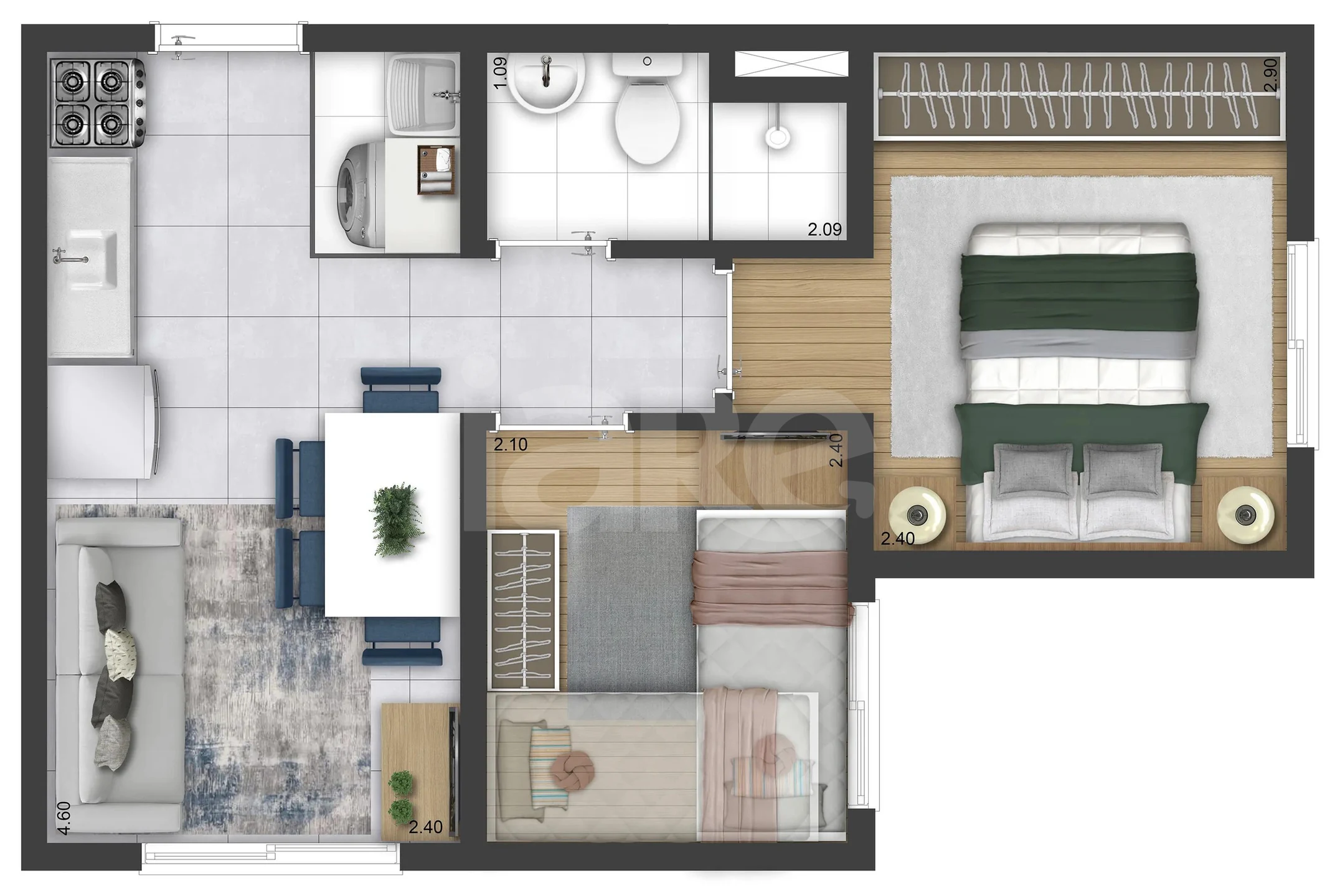 Planta — Apartamento 32,2 m²