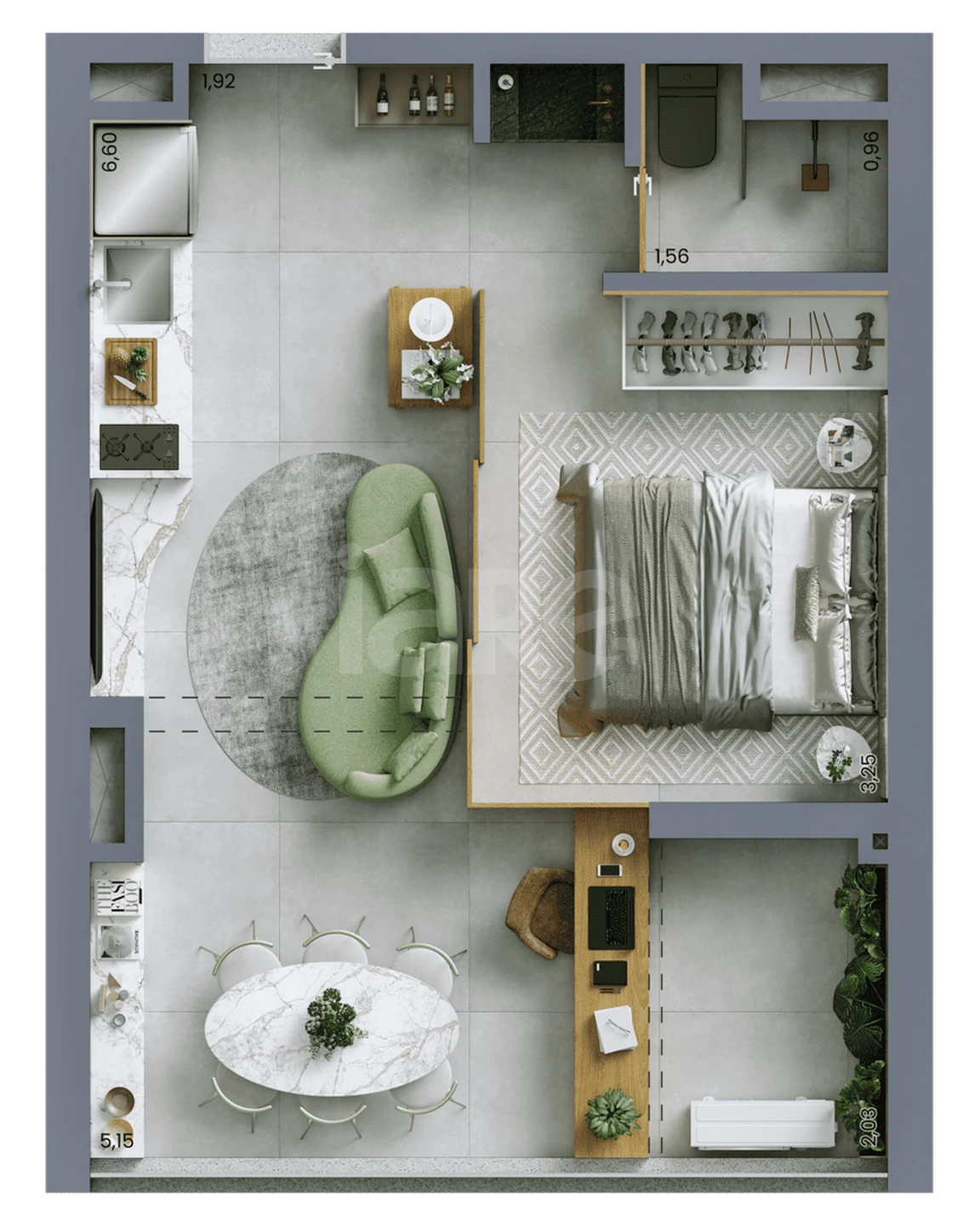 Planta — Apartamento 37,95 m²