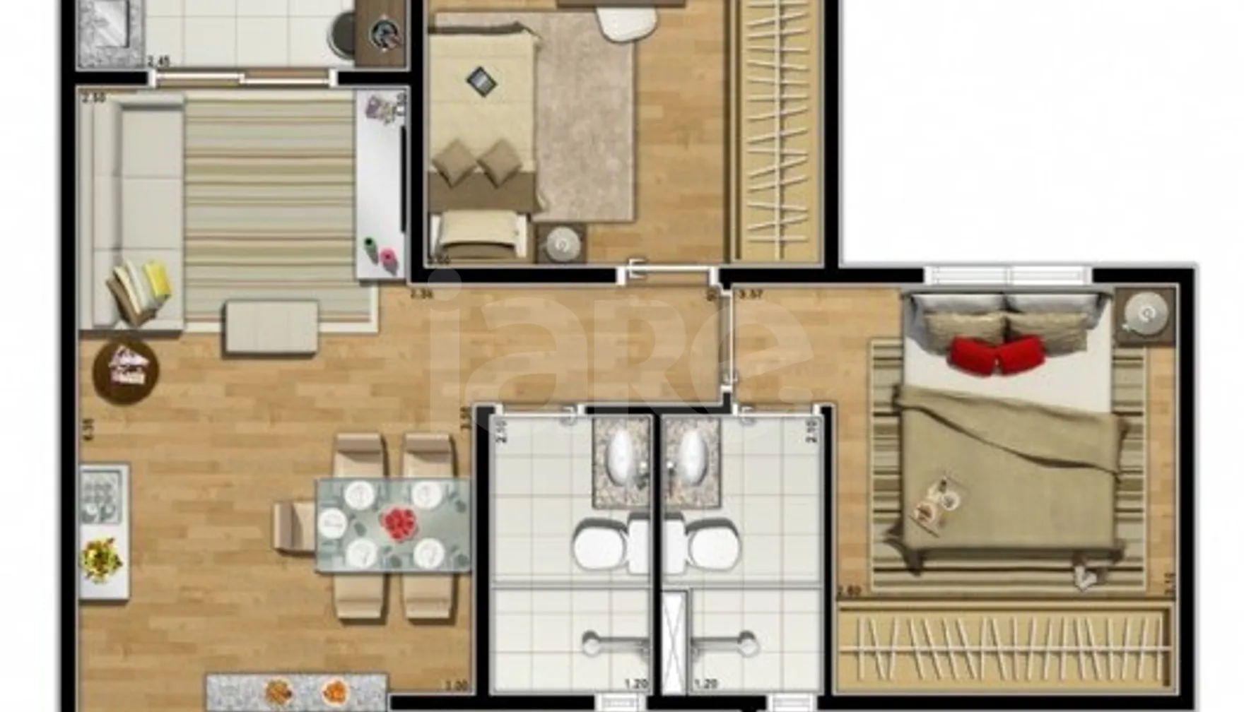 Planta — Apartamento 61,37 m²
