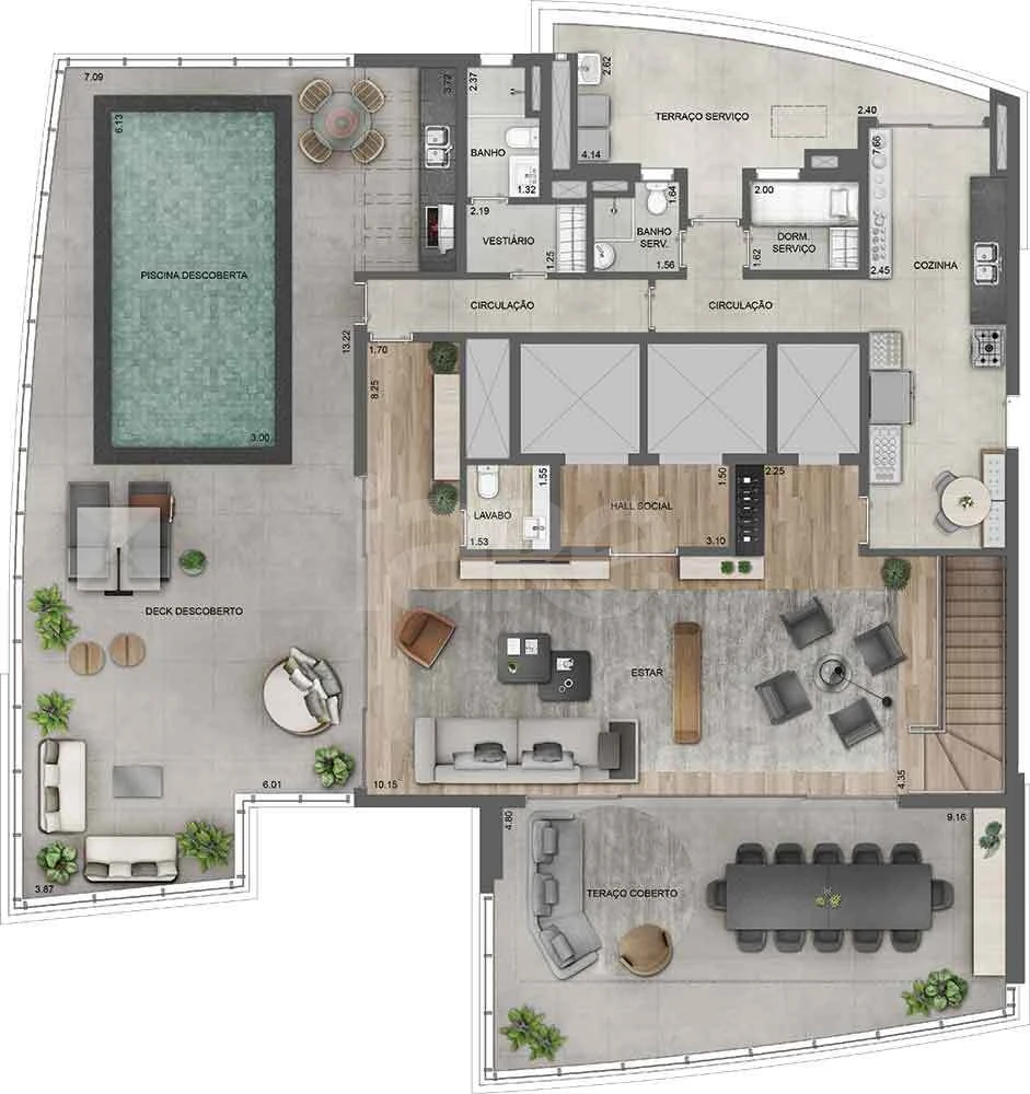 Planta — Cobertura Duplex 554,16 m²