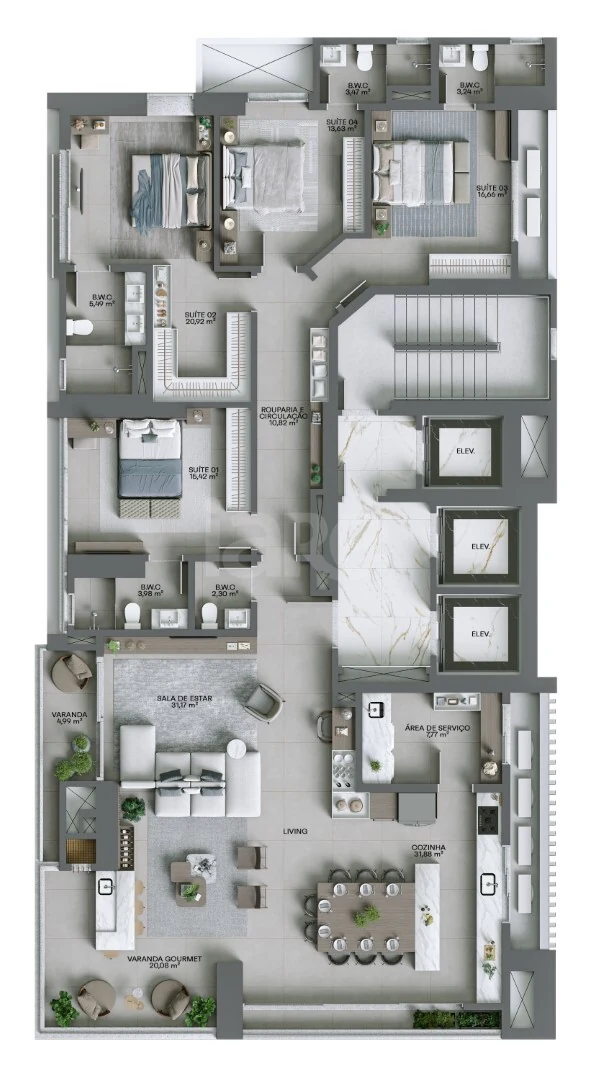 Planta — Apartamento 225 m²