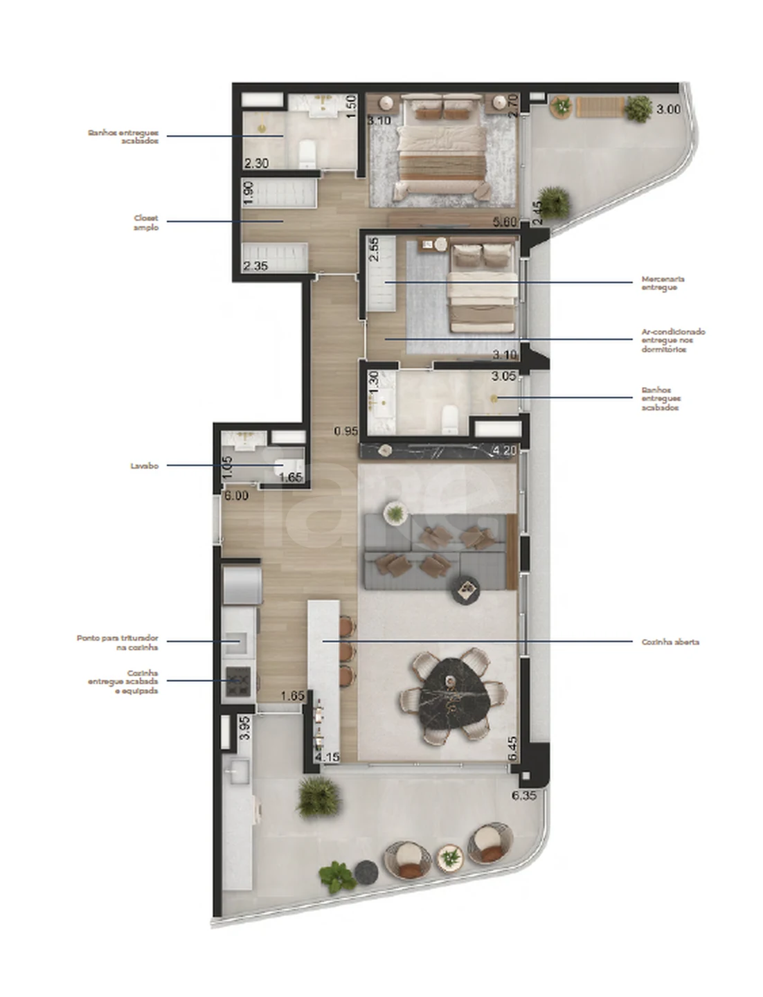 Planta — Apartamento 104,92 m²