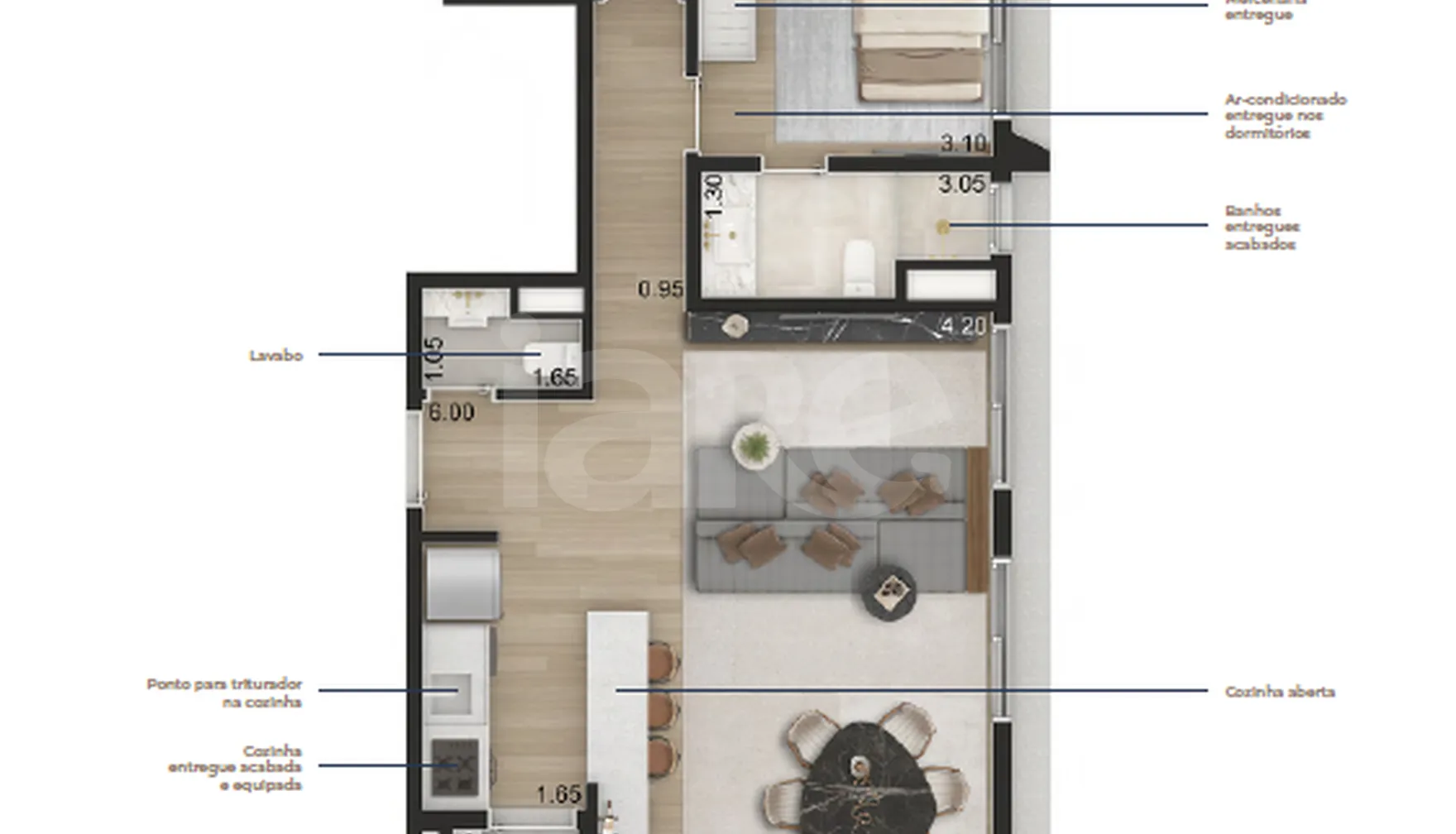 Planta — Apartamento 104,92 m²