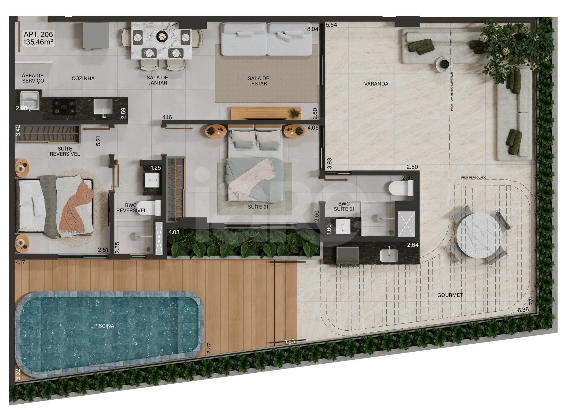 Planta — Garden 135,46 m²