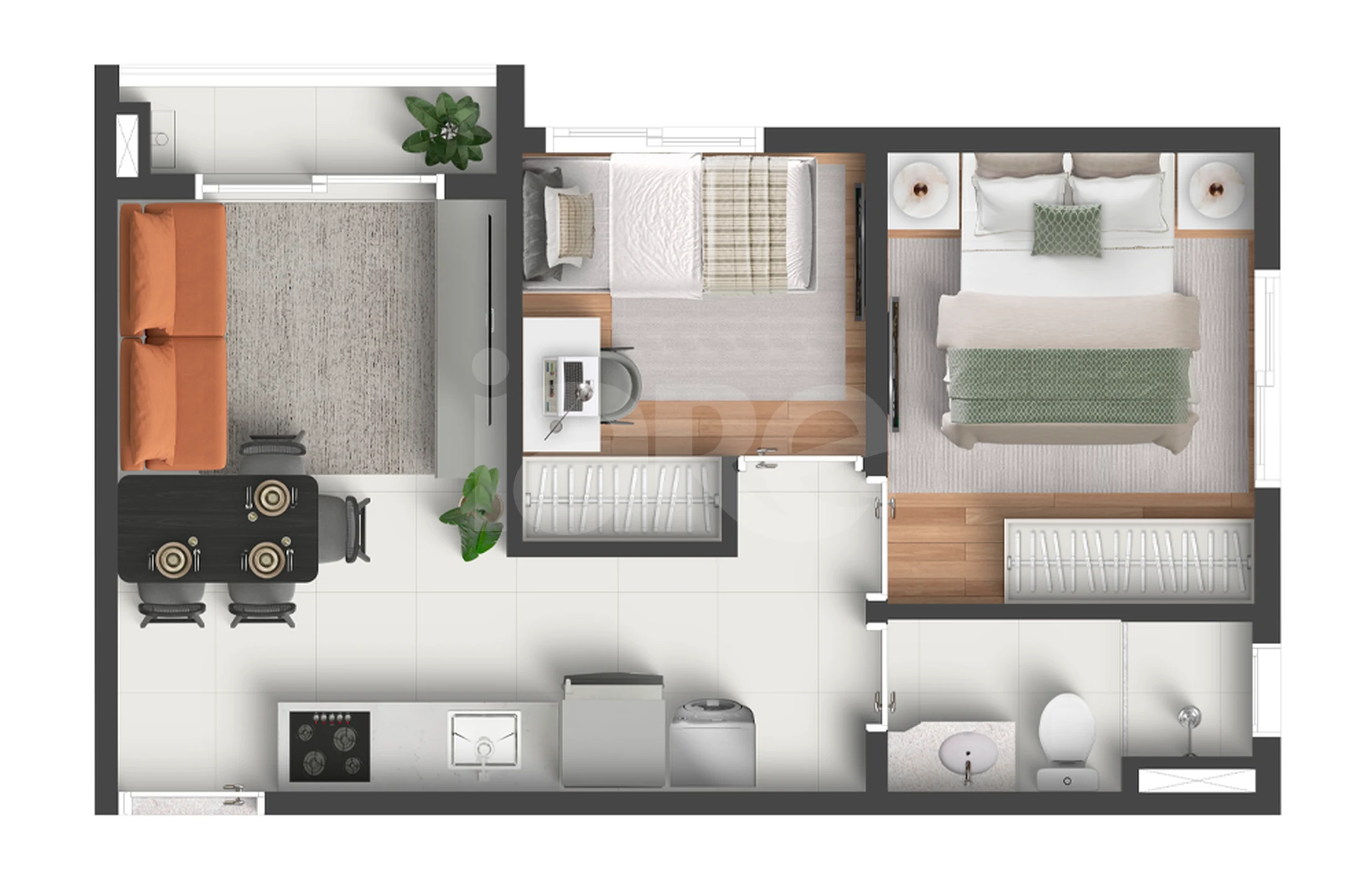 Planta — Apartamento 34,3 m²