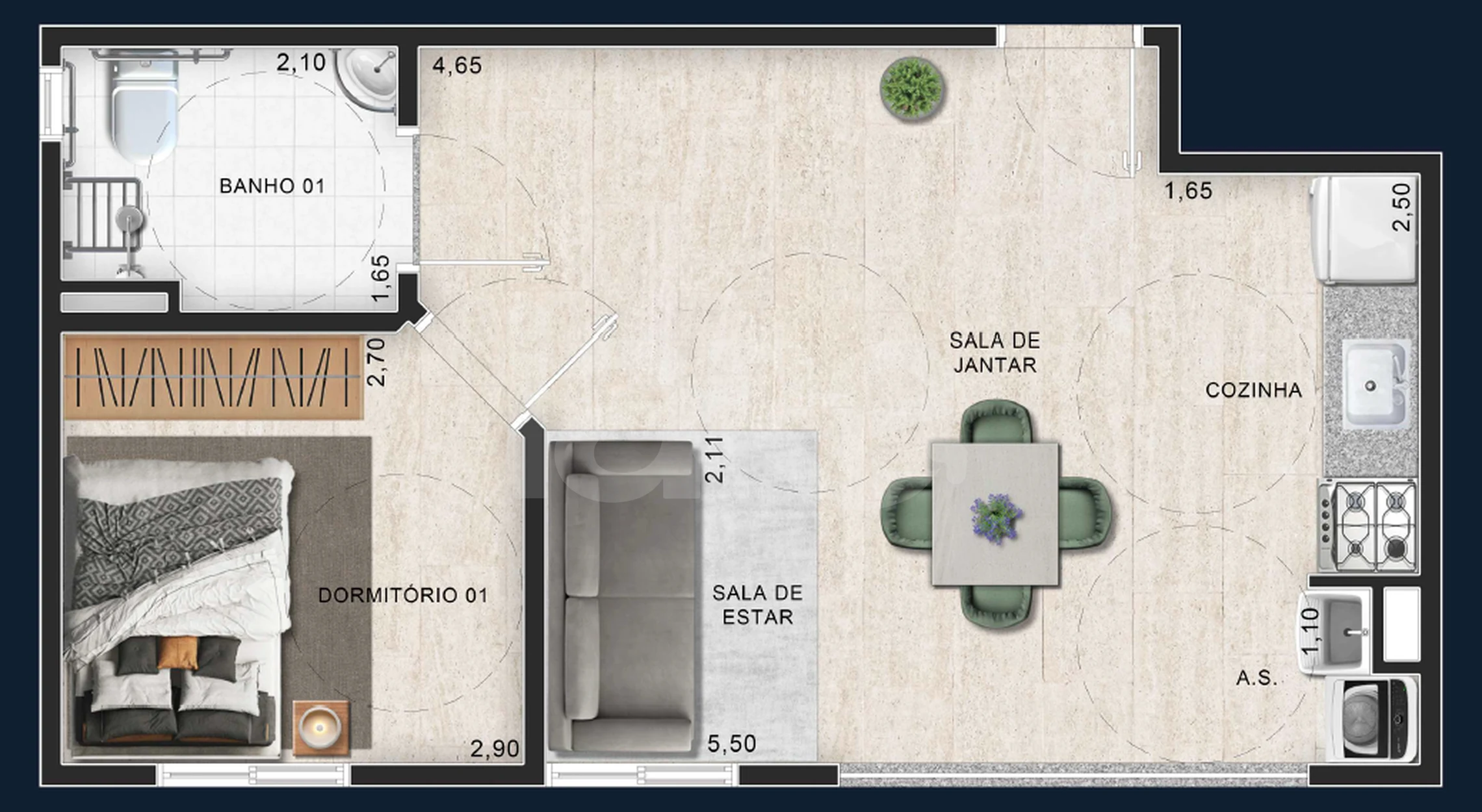 Planta — Apartamento 40,12 m²