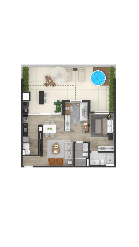 Planta — Apartamento 107,36 m²