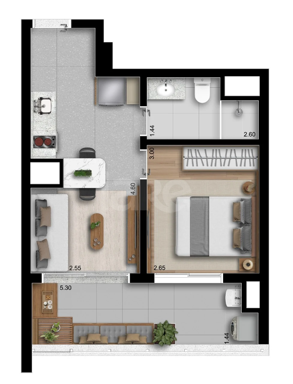 Planta — Apartamento 38,83 m²