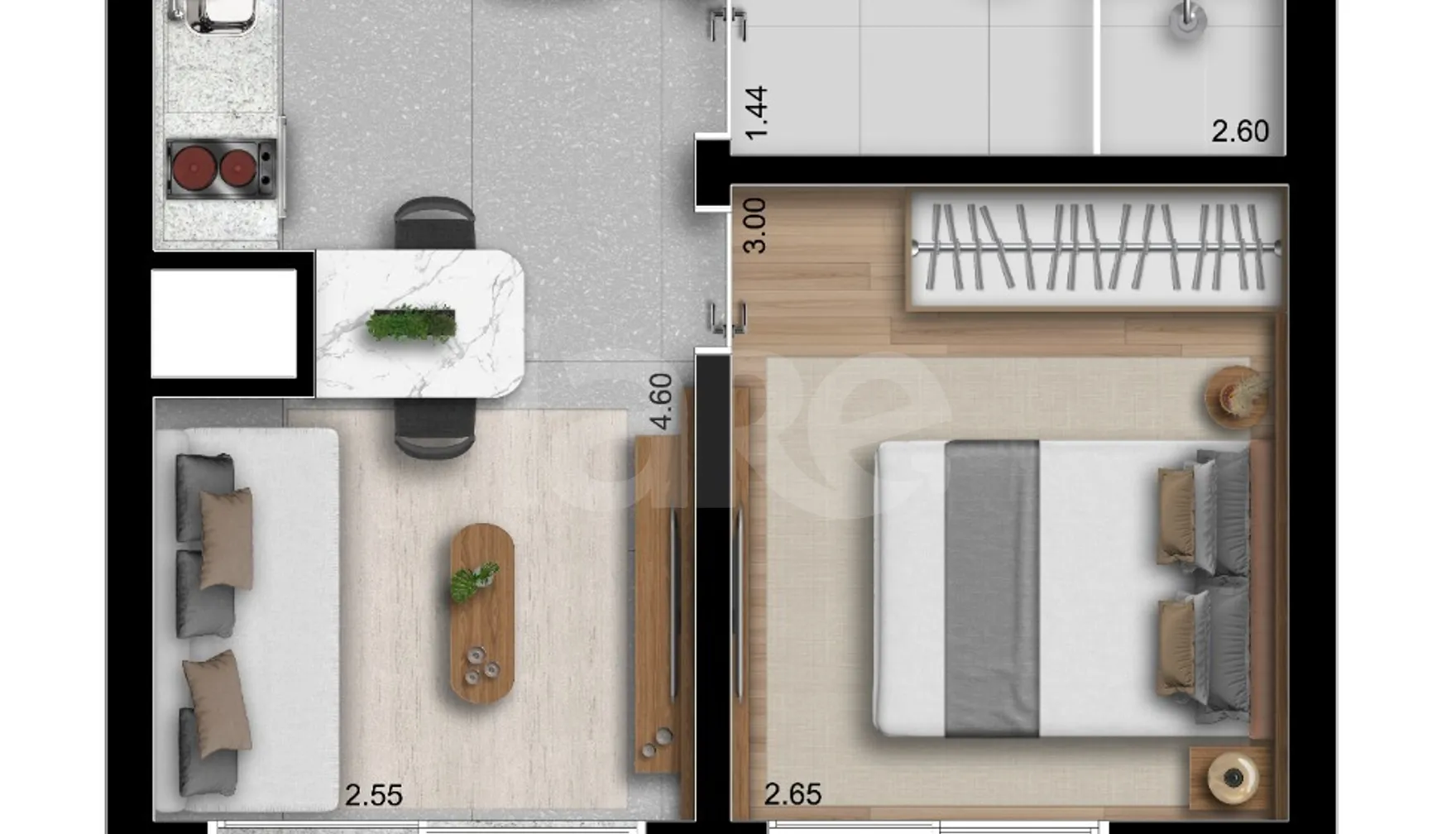 Planta — Apartamento 38,83 m²