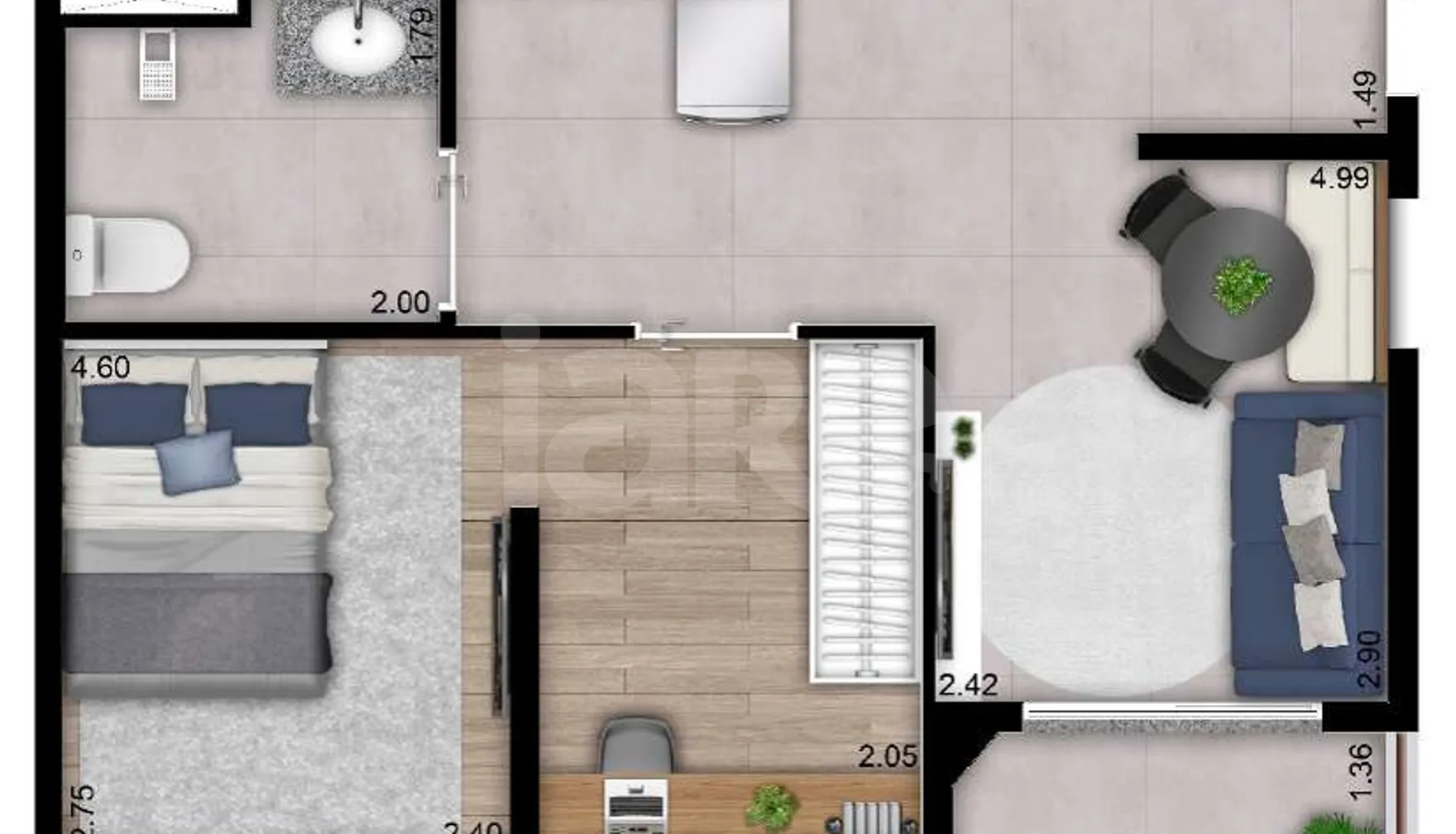 Planta — Apartamento 40,09 m²