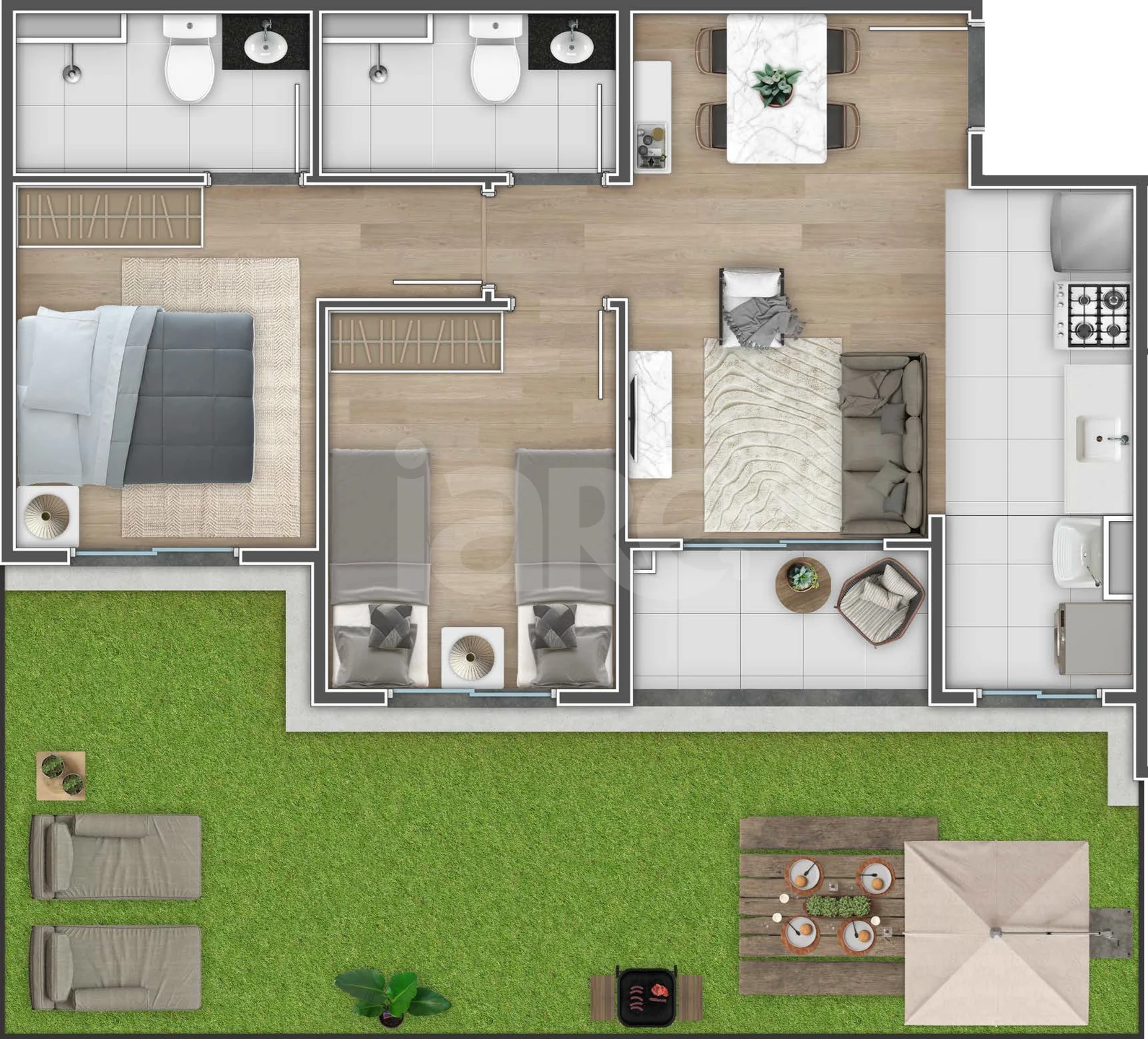 Planta — Garden 74,09 m²