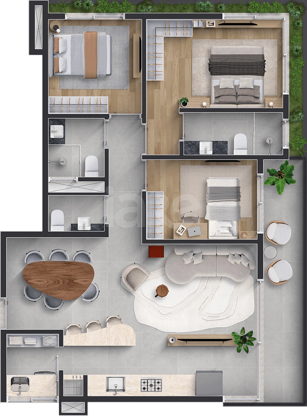 Planta — Apartamento 100,77 m²