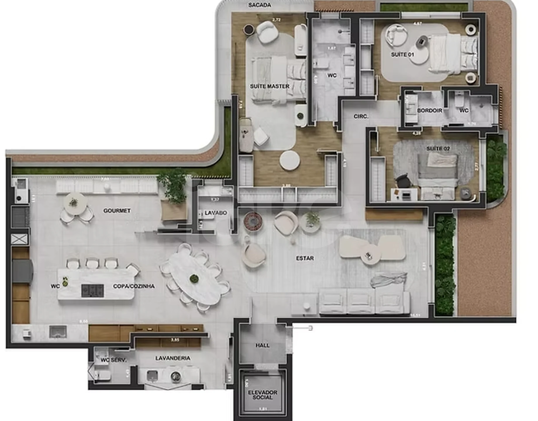 Planta — Planta final 3 - 3 dorm 181m²