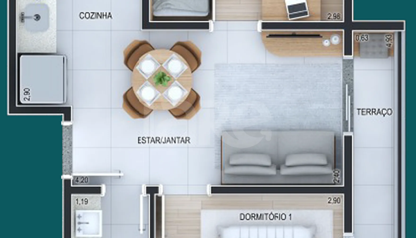 Planta — Apartamento 39,69 m²