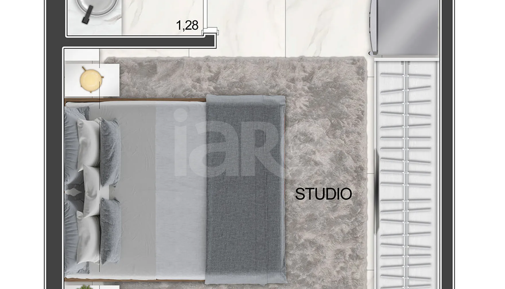 Planta — Studio 24,37 m²