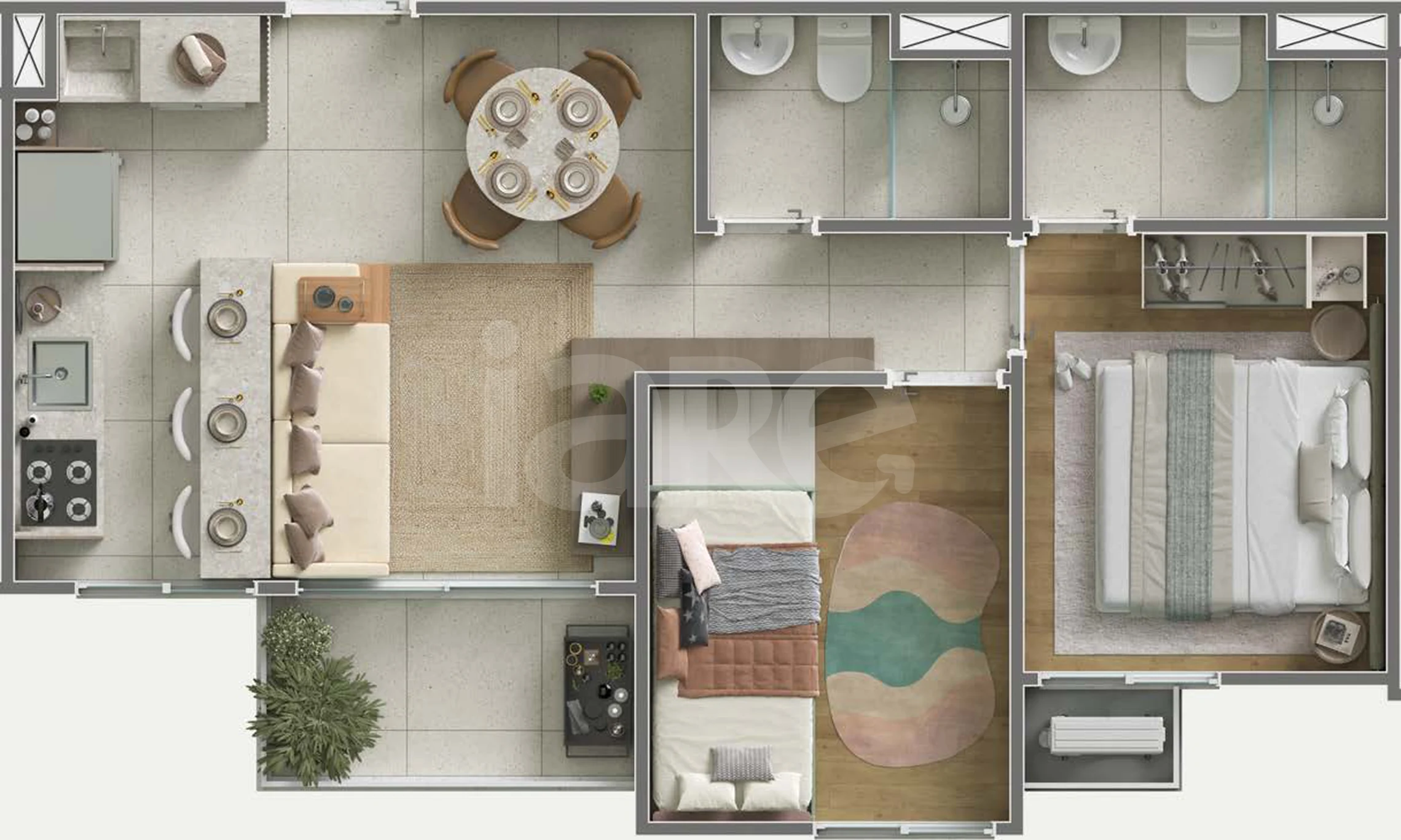 Planta — Apartamento 45,46 m²