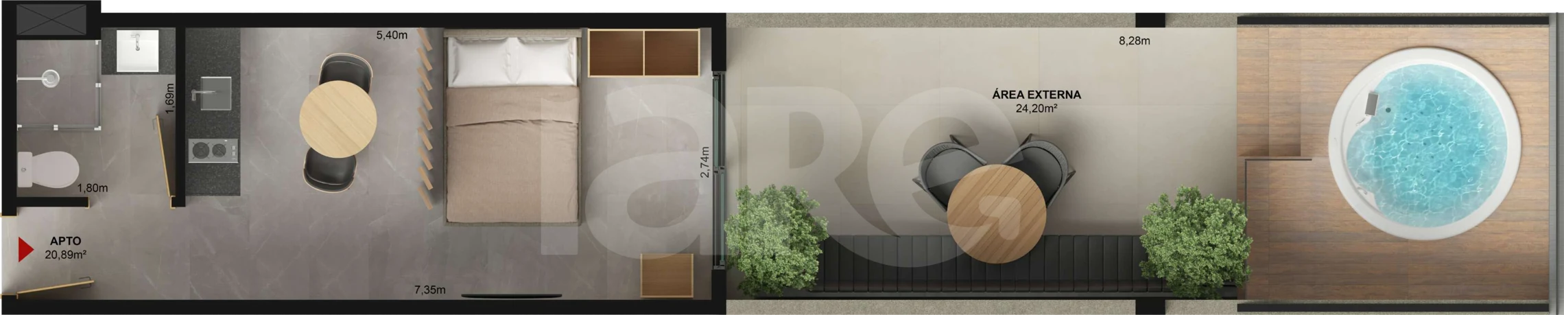 Planta — Apartamento 46,09 m²