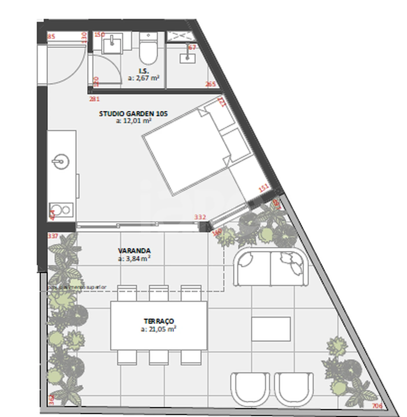 Planta — Garden 42,84 m²