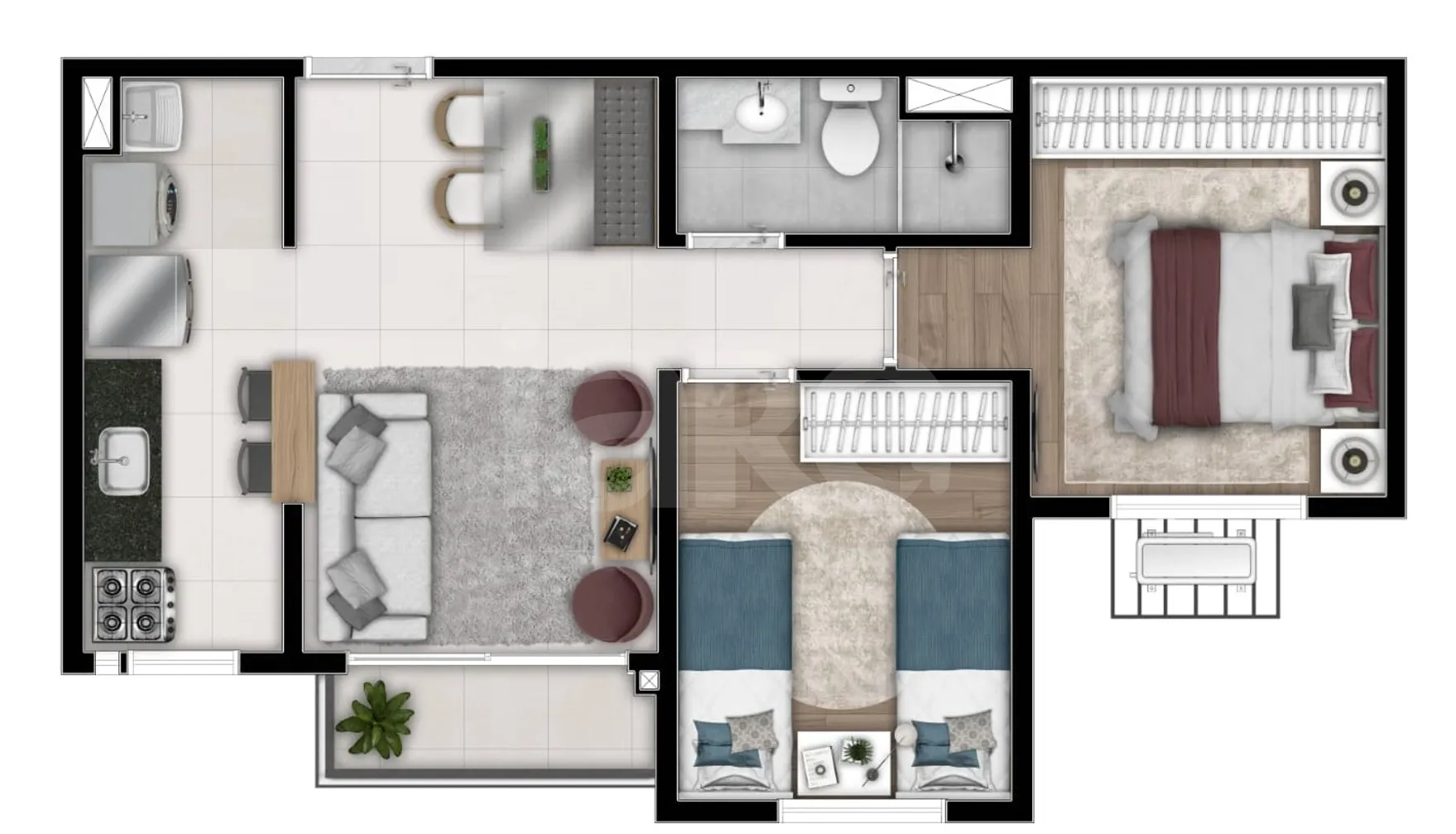 Planta — Apartamento 42,58 m²