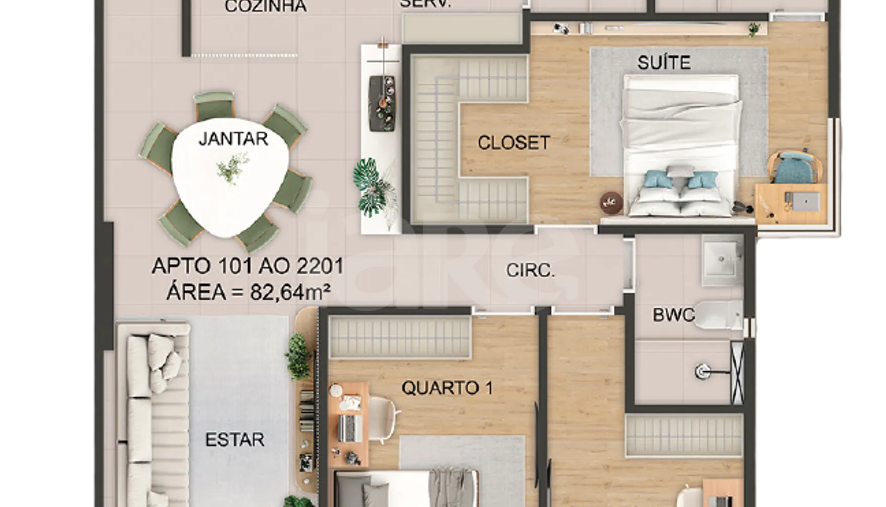 Planta — Apartamento 82,64 m²