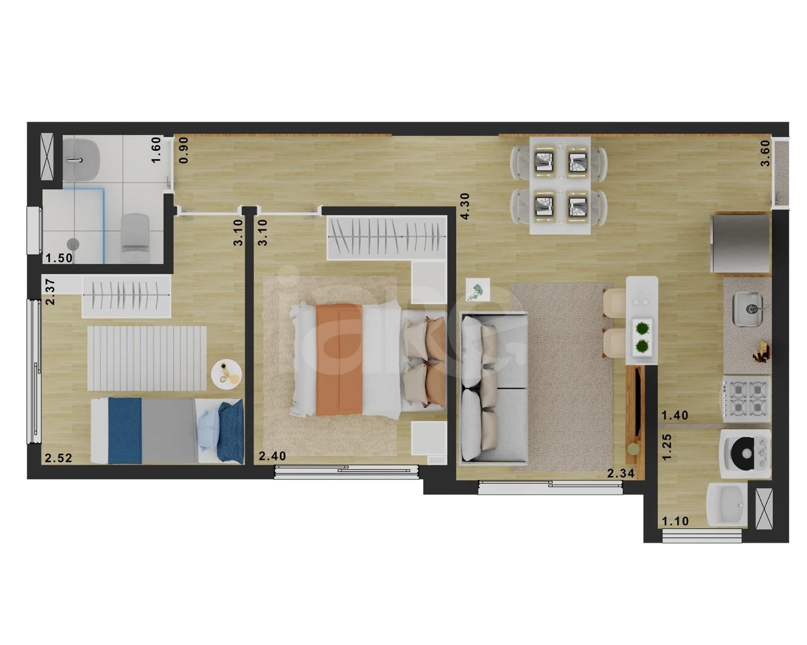 Planta — Apartamento 42,78 m²