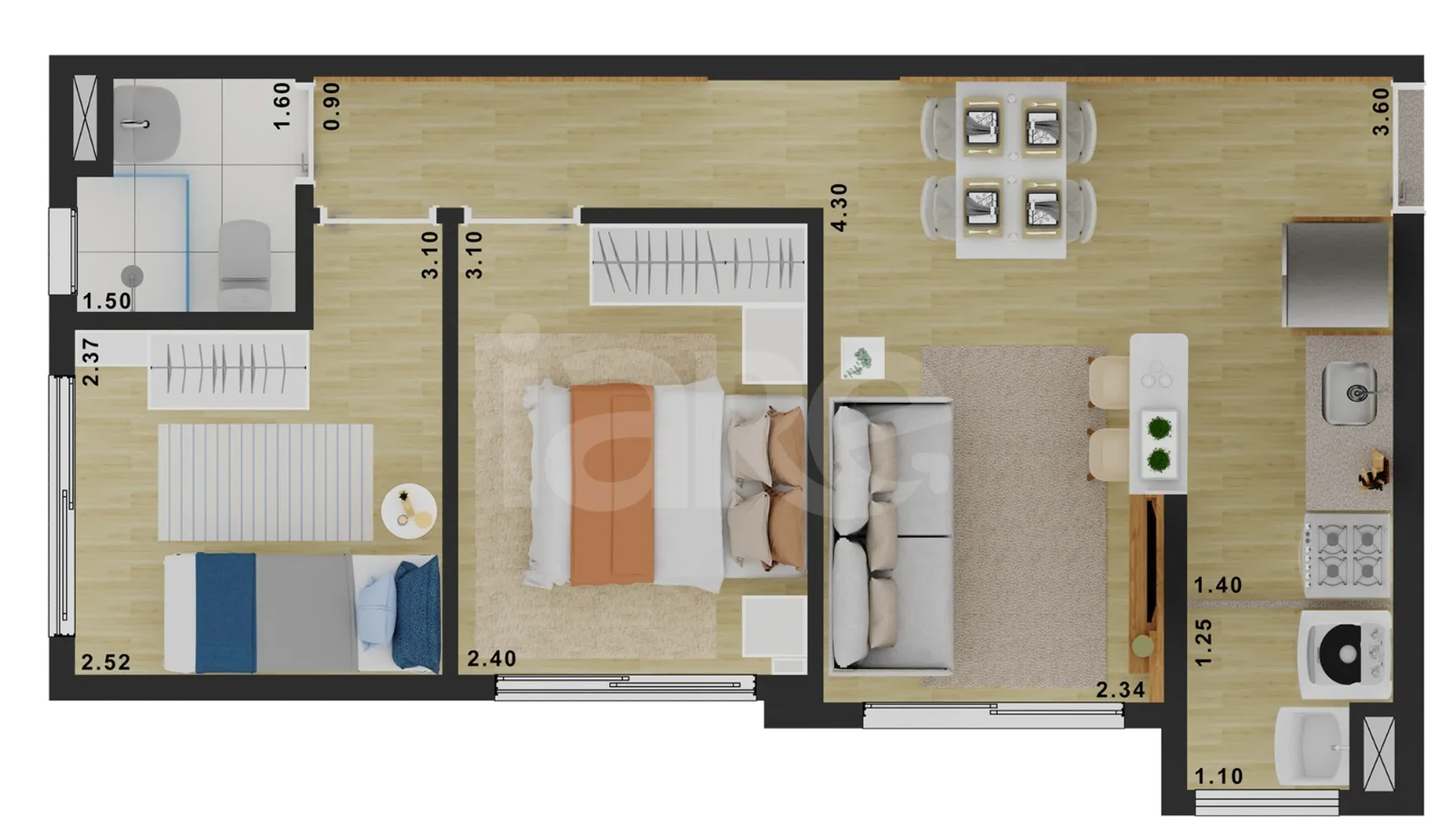 Planta — Apartamento 42,78 m²