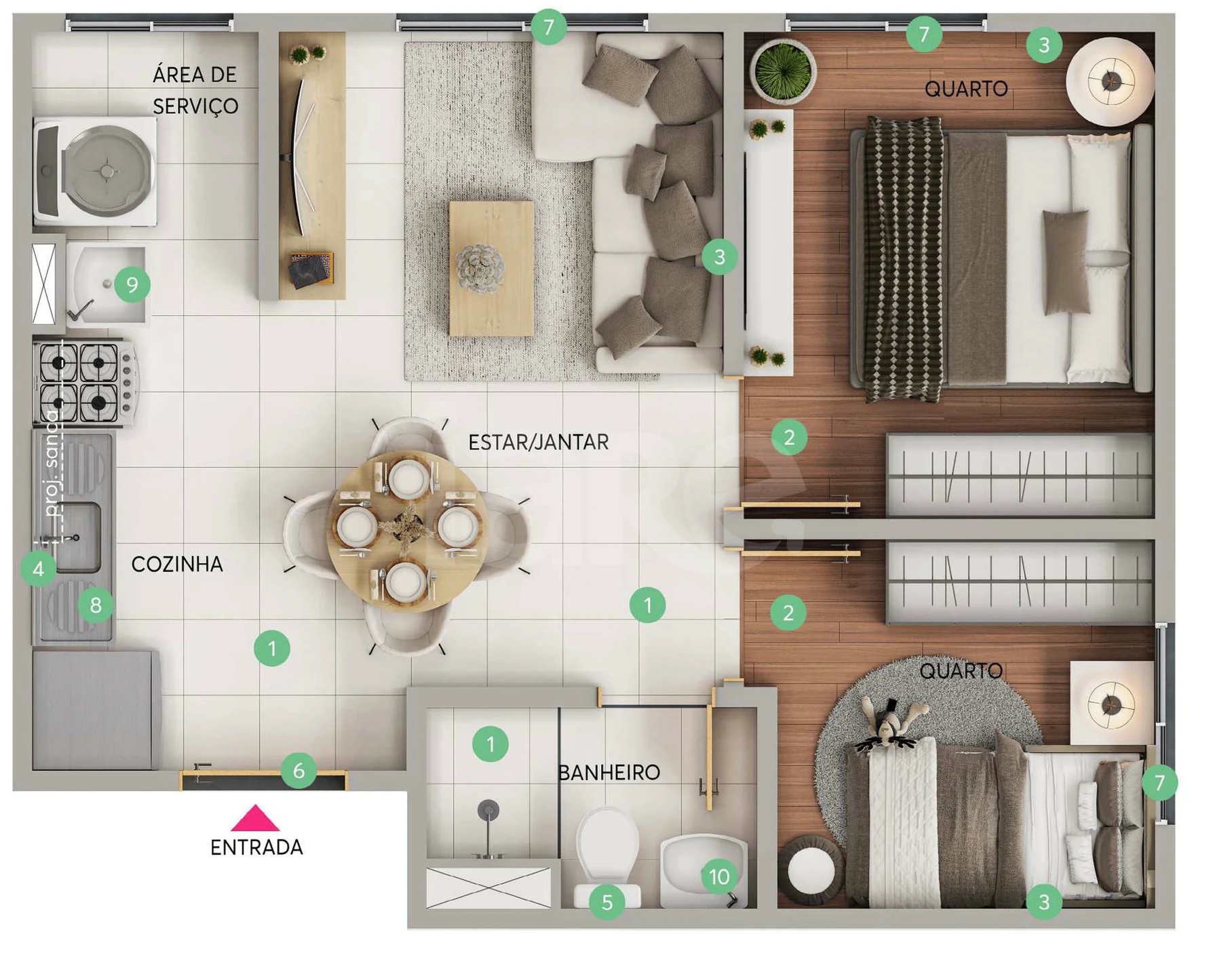Planta — Apartamento 35,36 m²