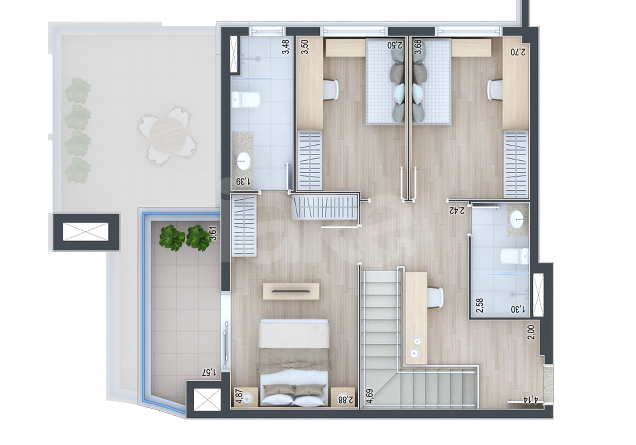 Planta — Cobertura Duplex 158,02 m²