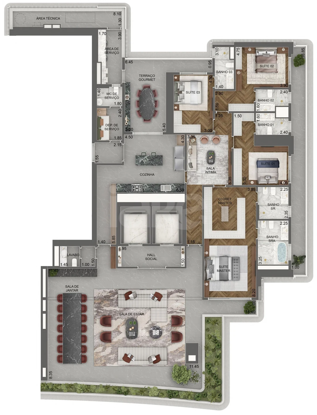 Planta — Apartamento 411,5 m²