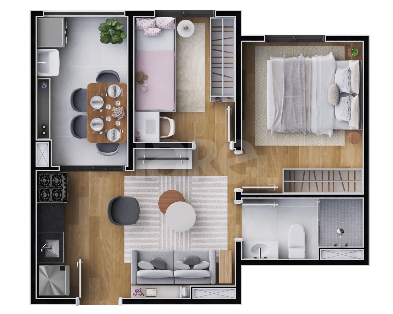 Planta — Apartamento 35,92 m²