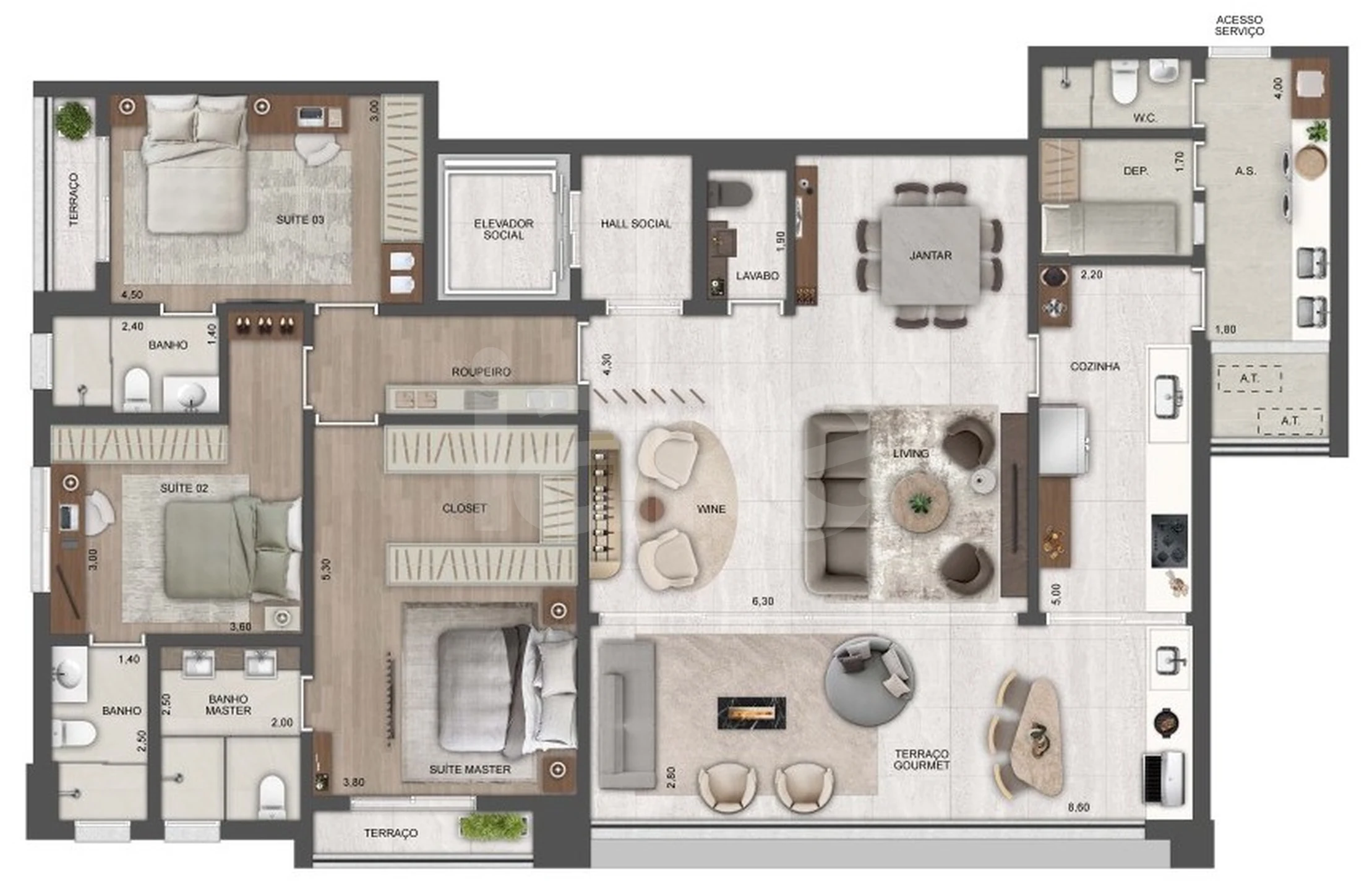 Planta — Apartamento 185,1 m²