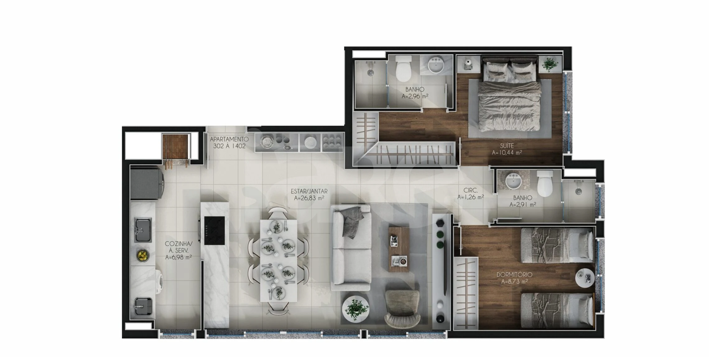 Planta — Apartamento 79 m²