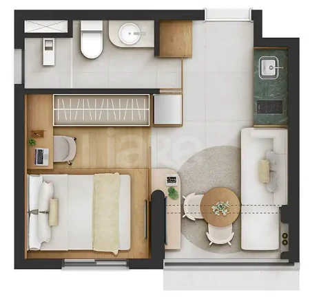 Planta — Studio 25,06 m²
