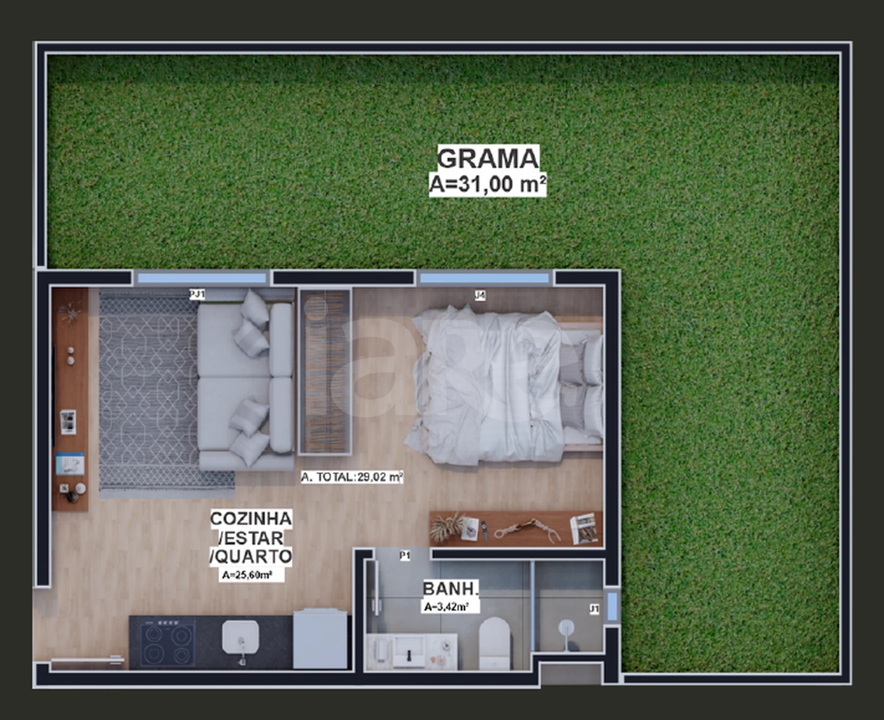 Planta — Garden 37,1 m²