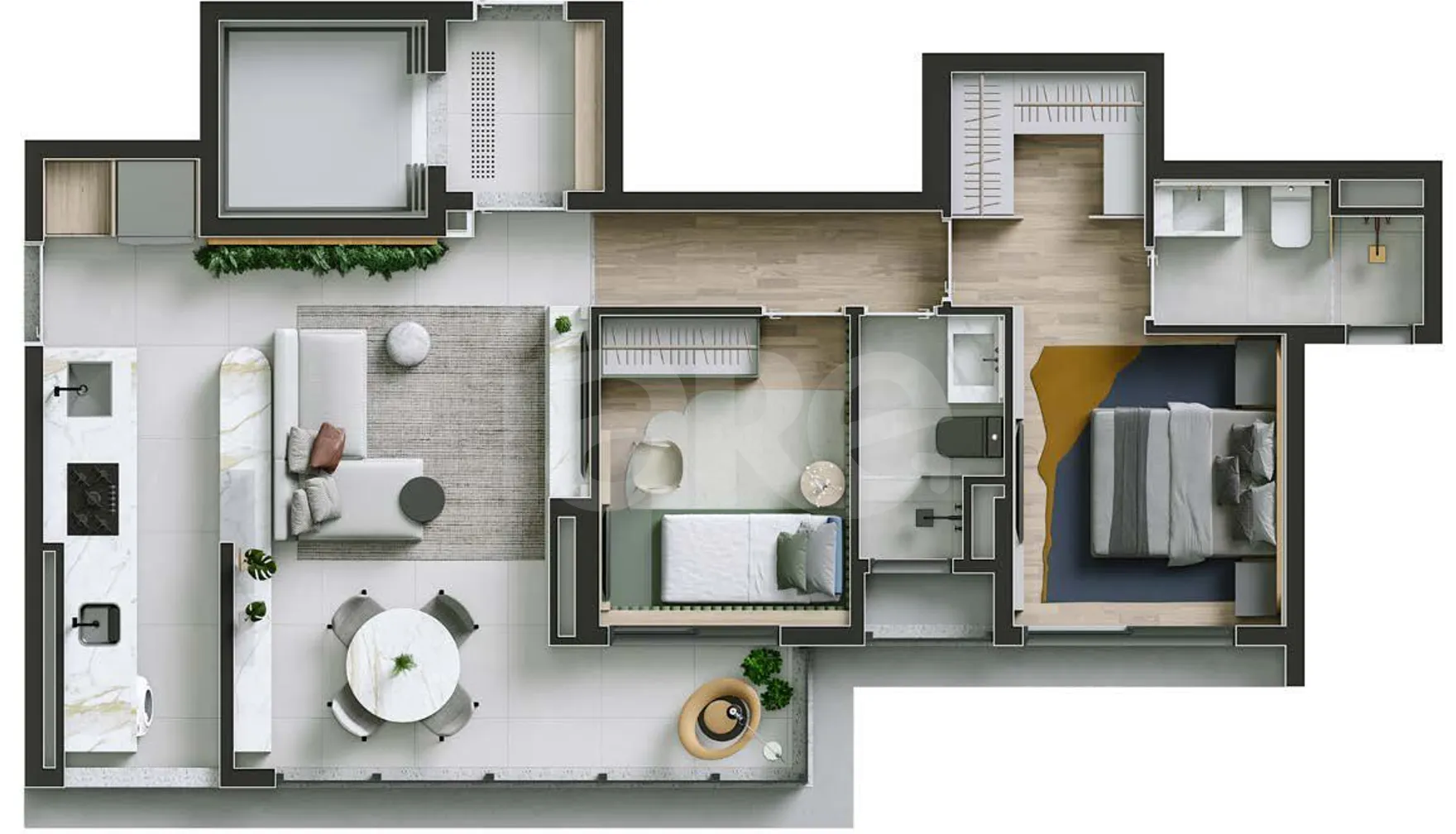 Planta — Apartamento 70,4 m²
