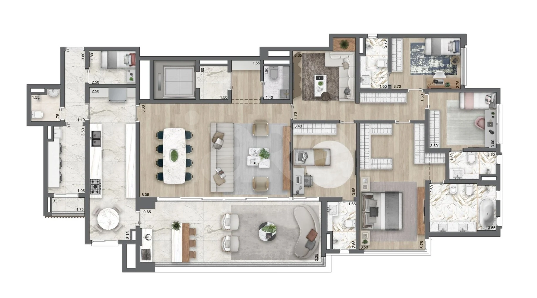 Planta — Apartamento 256,5 m²
