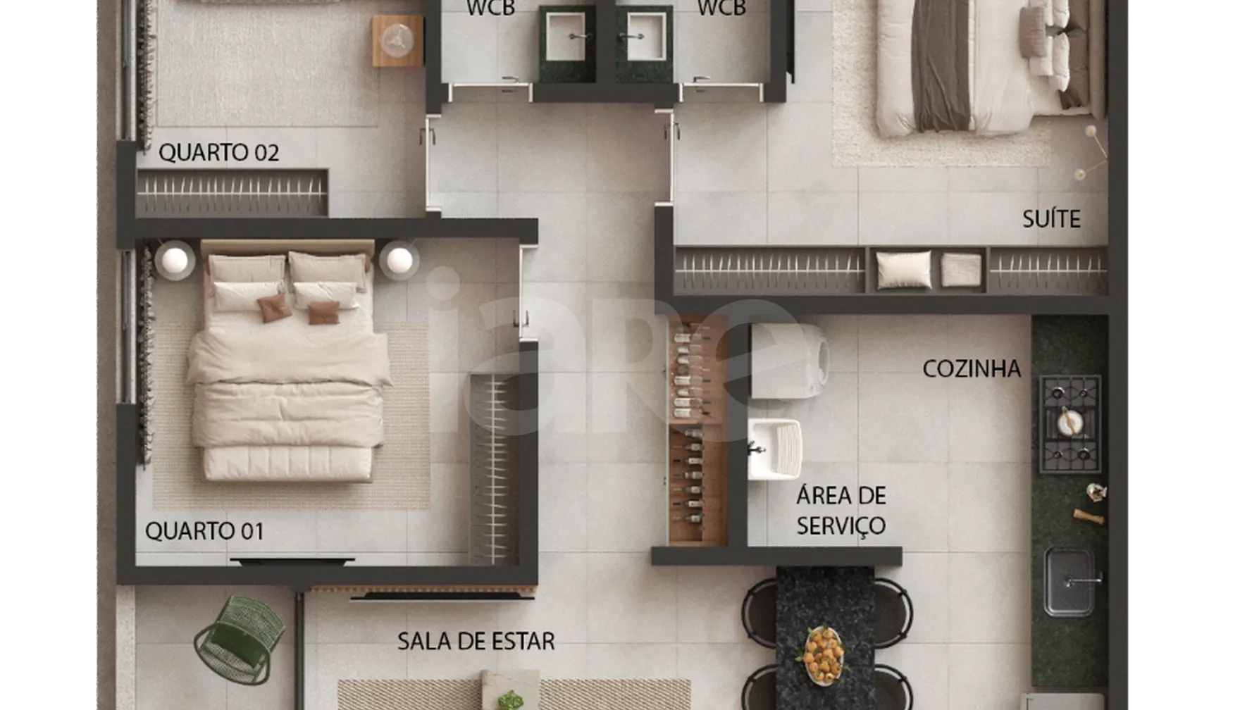 Planta — Apartamento 65,87 m²