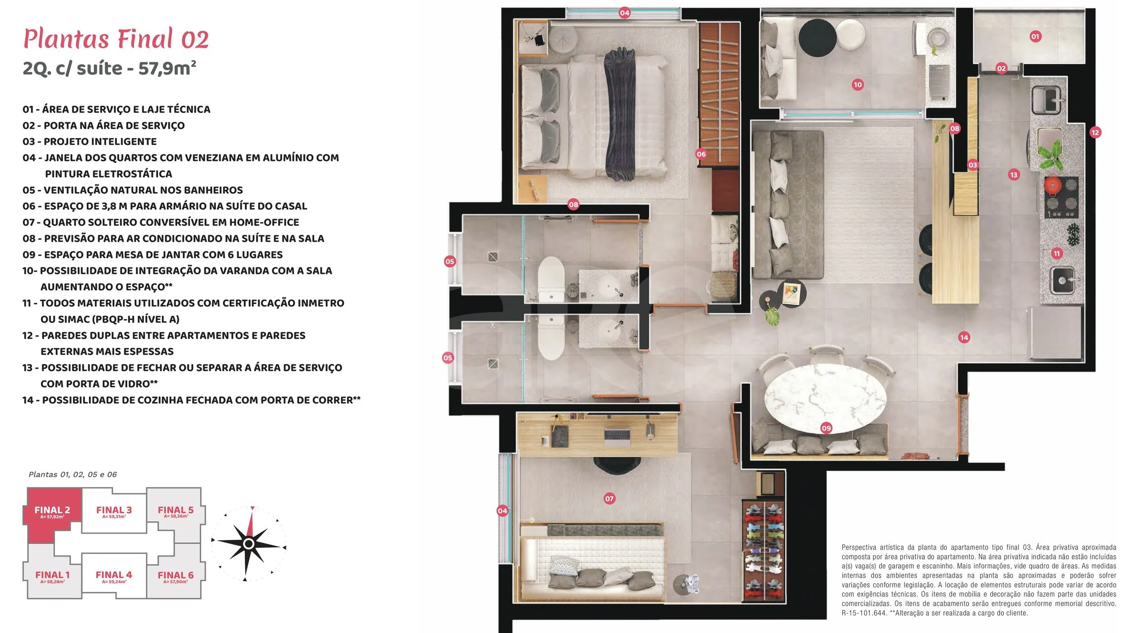 Planta — Apartamento 57,9 m²